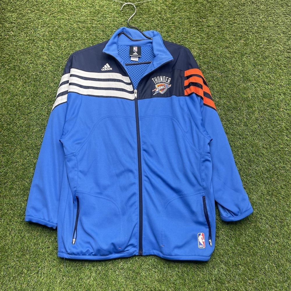Oklahoma City Thunder Jacket Youth Large OKC Warm Up Full Zip NBA Performance